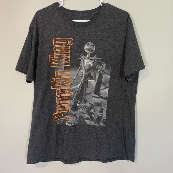 Disney The Pumpkin King Jack Skellington T-Shirt XL Gray Nightmare Christmas - Picture 1 of 8